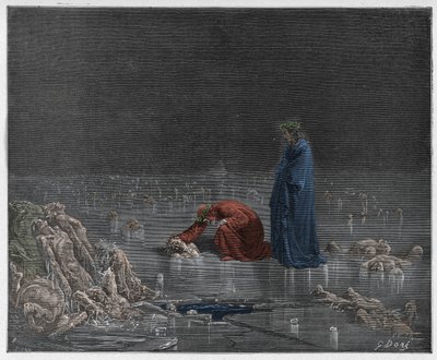 Inferno, Canto 32: Dante addresses the traitor Bocca degli Abati (illustration from The Divine Comedy) by Gustave after Dore